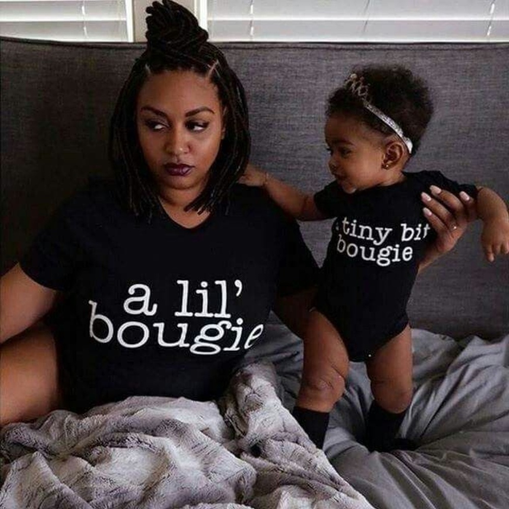 A Lil Bougie + A Tiny Bit Bougie T-Shirt Set - Picture 1 of 8